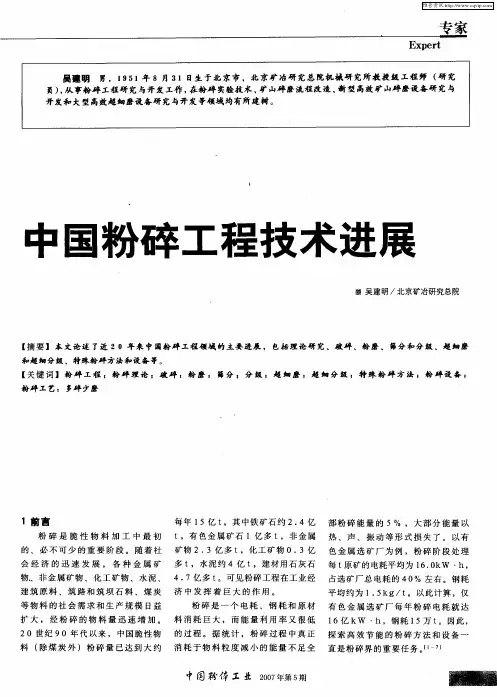 中国粉碎工程技术进展