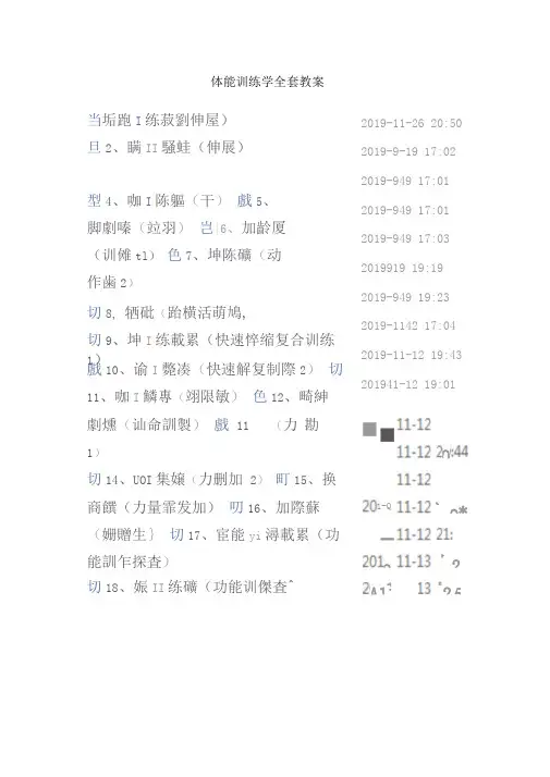 体能训练教案(全套)-体能训练完整教案