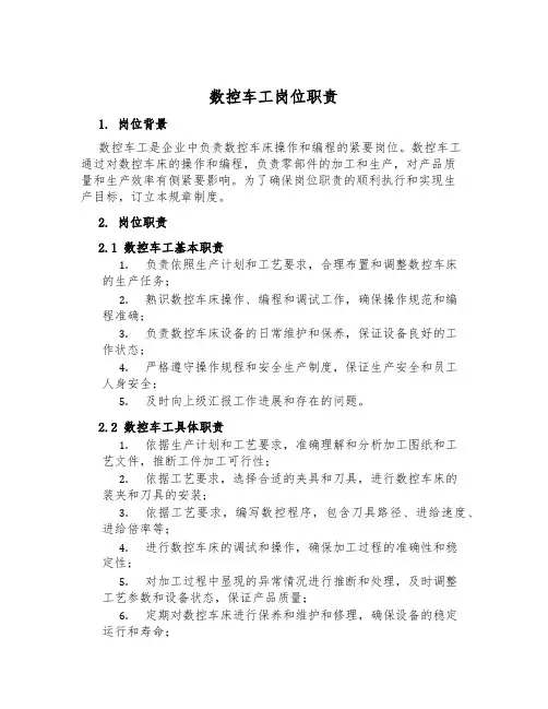 数控车工岗位职责