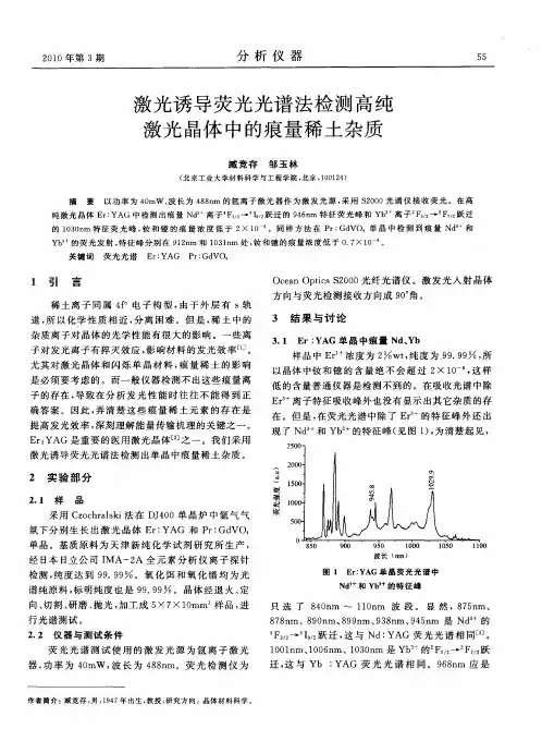 激光诱导荧光光谱法检测高纯激光晶体中的痕量稀土杂质