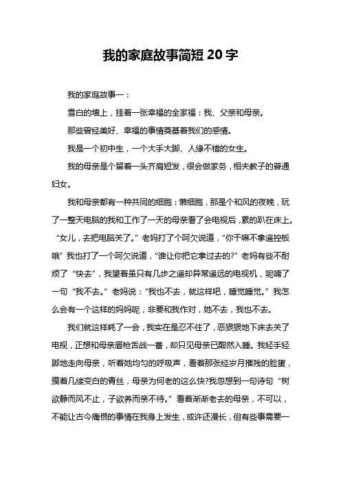 我的家庭故事简短20字