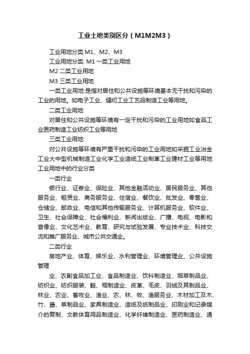 工业土地类别区分（M1M2M3）