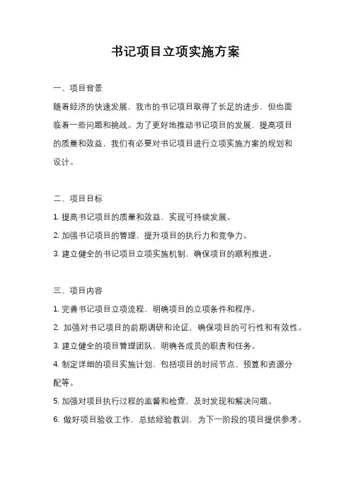 书记项目立项实施方案
