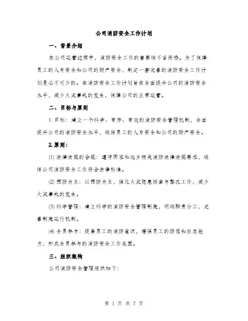 公司消防安全工作计划（二篇）