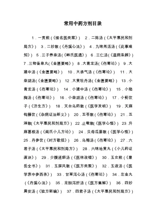常用中药方剂目录
