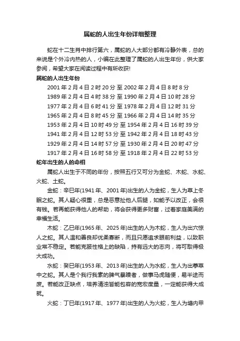 属蛇的人出生年份详细整理
