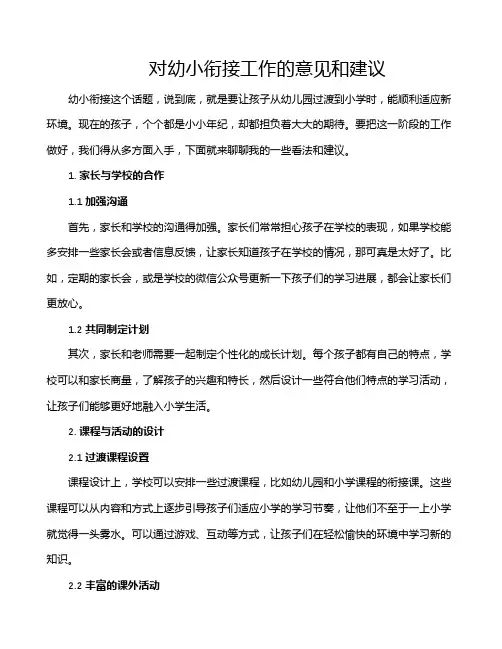 对幼小衔接工作的意见和建议