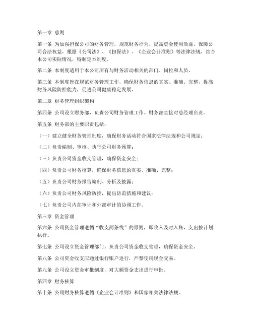 担保公司内部财务管理制度