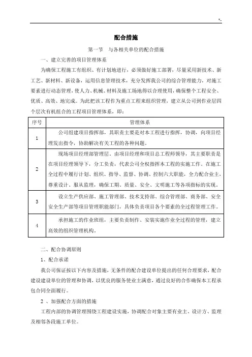 与项目工程有关各单位的配合措施