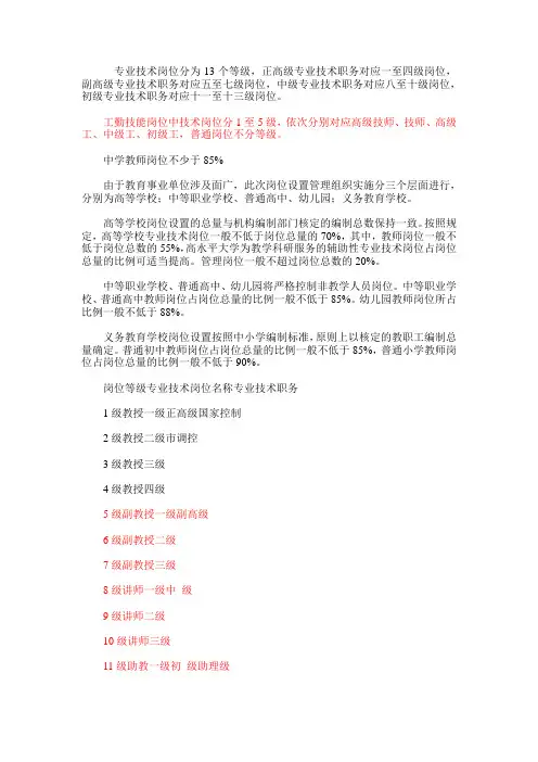 教师岗位级别