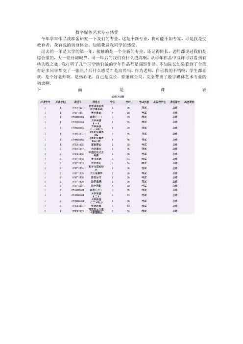 数字媒体艺术专业感受