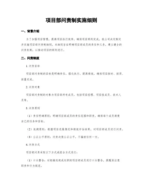 项目部问责制实施细则