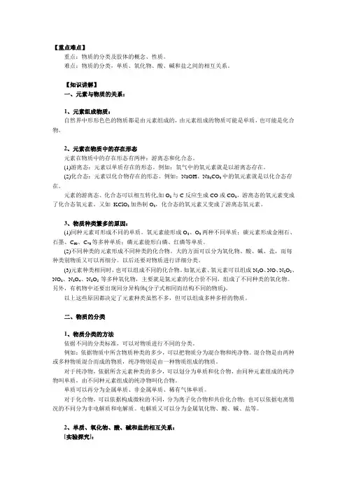 元素与物质的分类