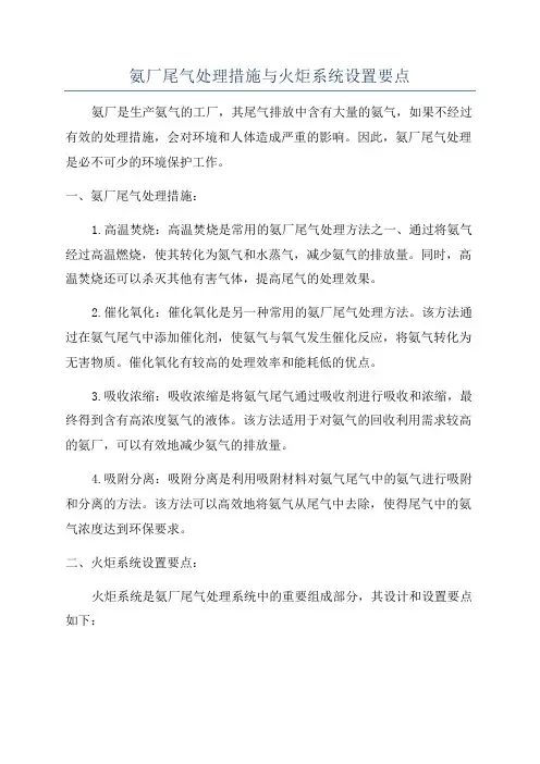 氨厂尾气处理措施与火炬系统设置要点