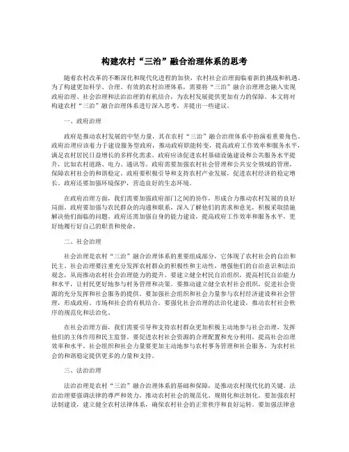 构建农村“三治”融合治理体系的思考