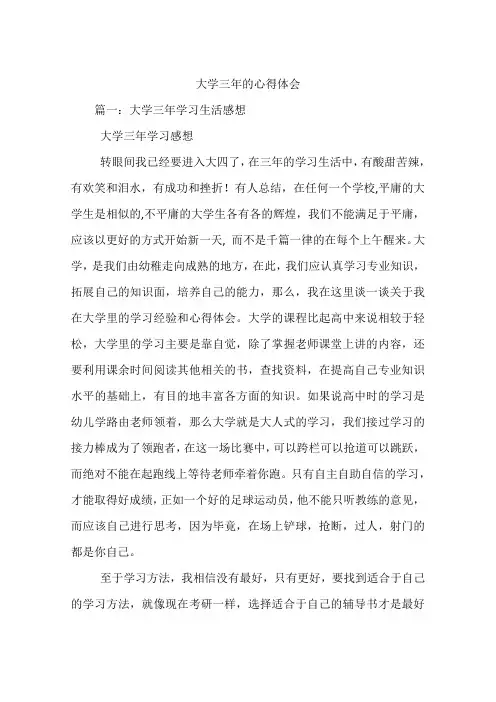 大学三年的心得体会