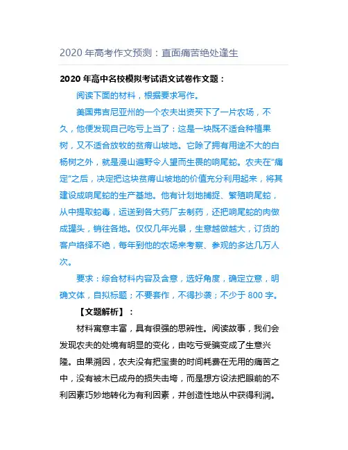 年高考作文预测：直面痛苦绝处逢生