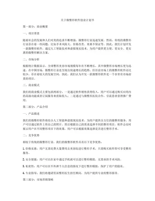 关于微整形软件创业计划书