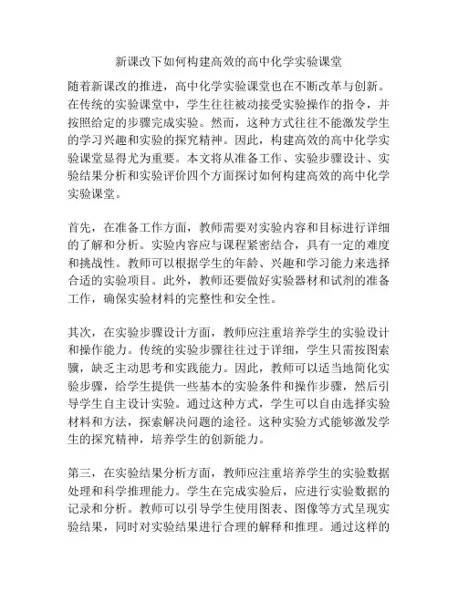 新课改下如何构建高效的高中化学实验课堂
