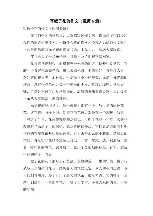 写栀子花的作文(通用5篇)