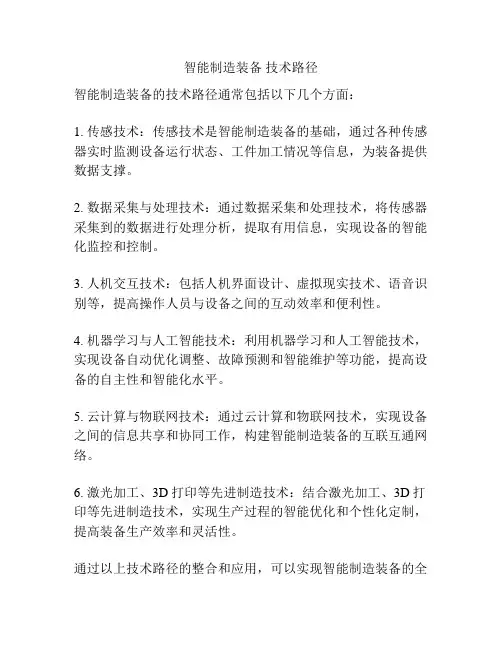 智能制造装备 技术路径