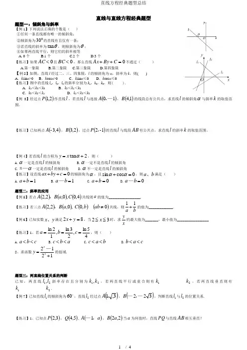 直线方程经典题型总结