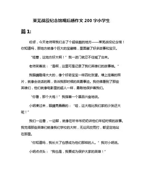 莱芜战役纪念馆观后感作文200字小学生