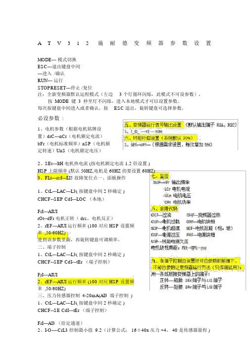 ATV施耐德变频器参数设置简易