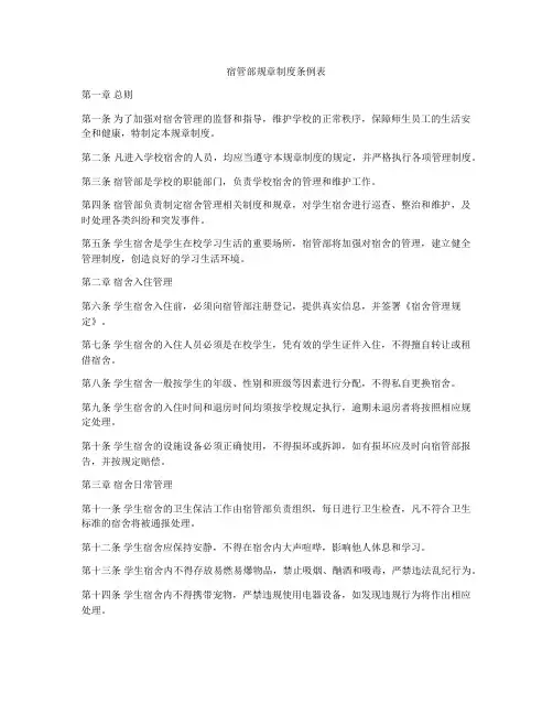 宿管部规章制度条例表