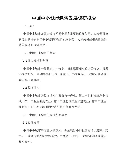 中国中小城市经济发展调研报告