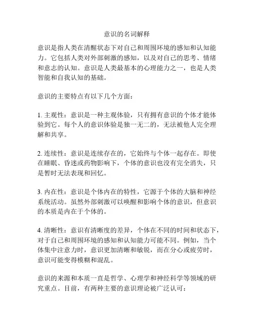 意识的名词解释