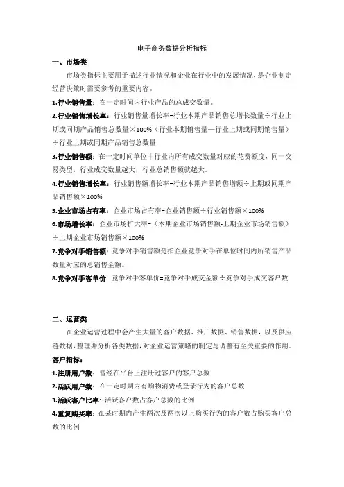 电子商务数据分析指标