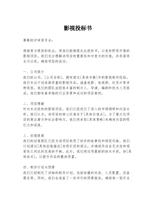 影视投标书