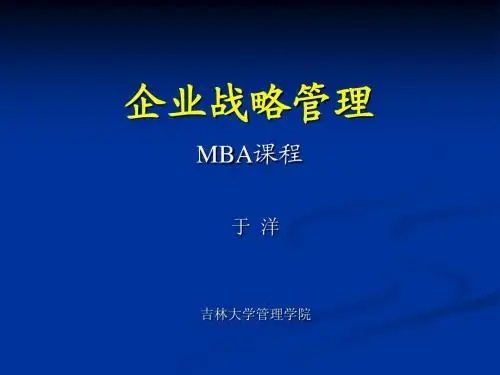MBA企业战略管理之说明