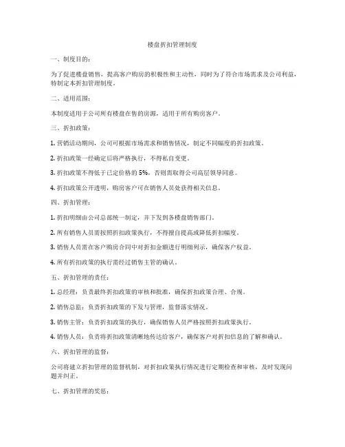 楼盘折扣管理制度