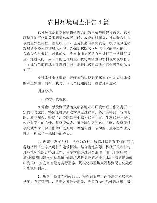 农村环境调查报告4篇