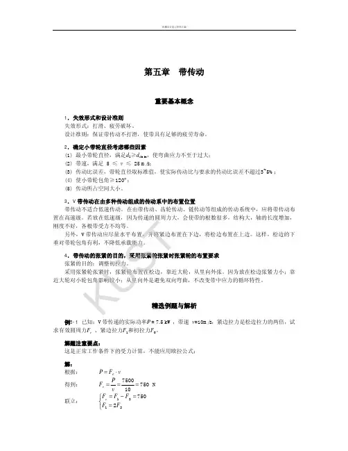 第5章带传动复习及自测(含参考答案)