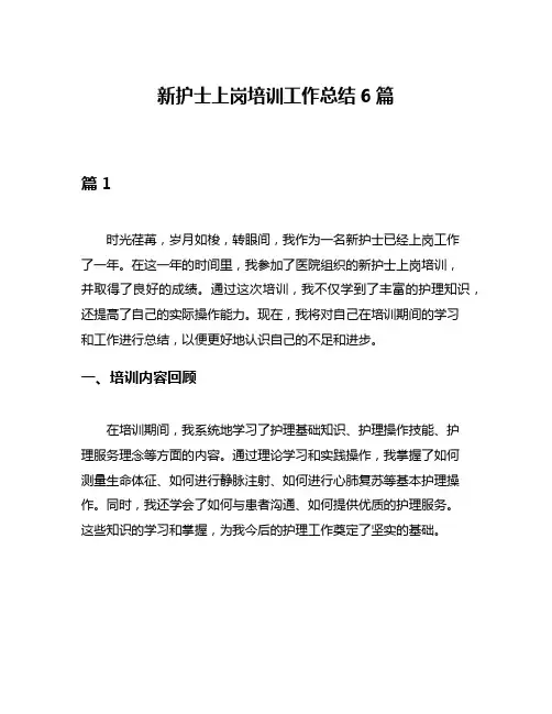 新护士上岗培训工作总结6篇