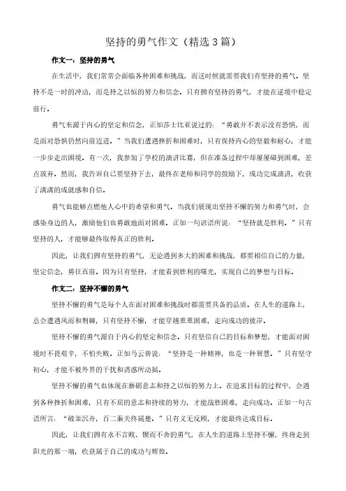 坚持的勇气 作文(精选3篇)