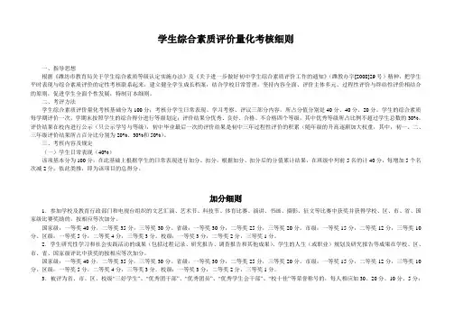 综合素质评价量化考核细则