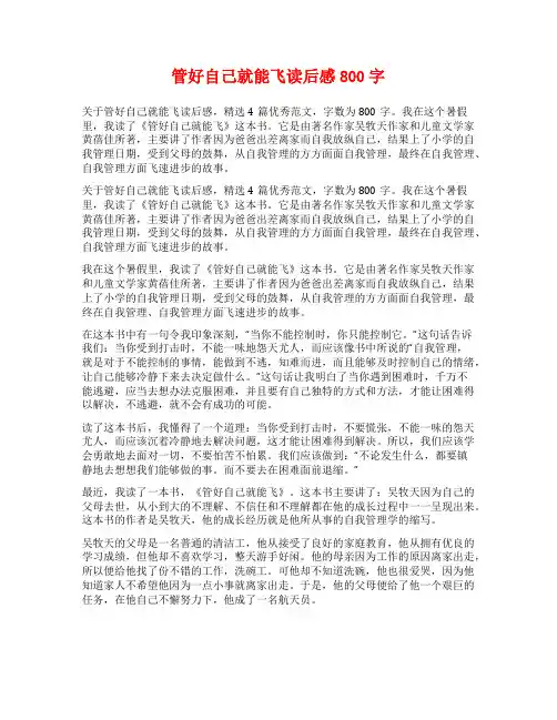 管好自己就能飞读后感800字