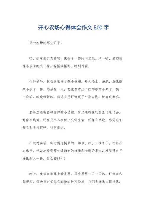 开心农场心得体会作文500字
