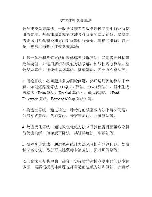 数学建模竞赛算法
