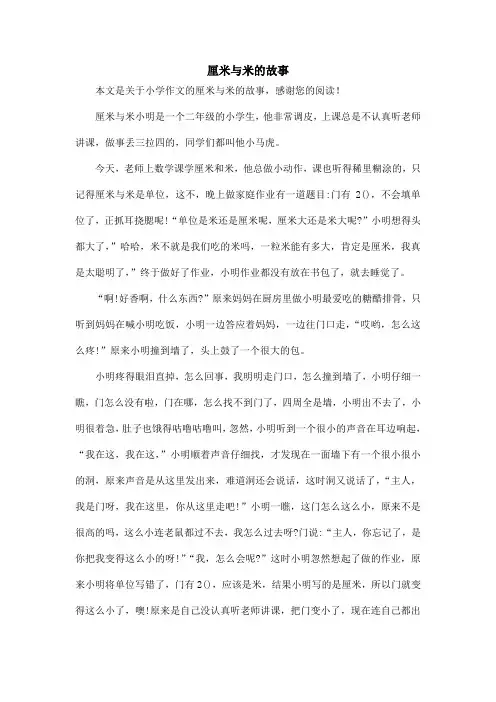 厘米与米的故事_小学作文