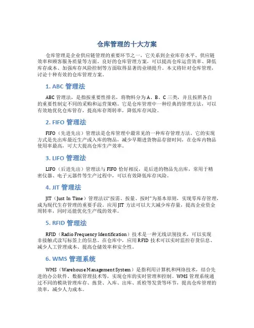 仓库管理的十大方案
