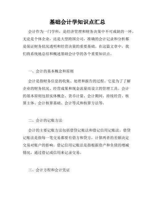 基础会计学知识点汇总