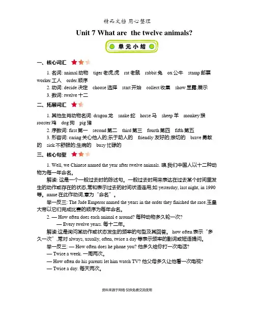 北京课改版六年级上册小学英语 Unit 7 单元知识点小结