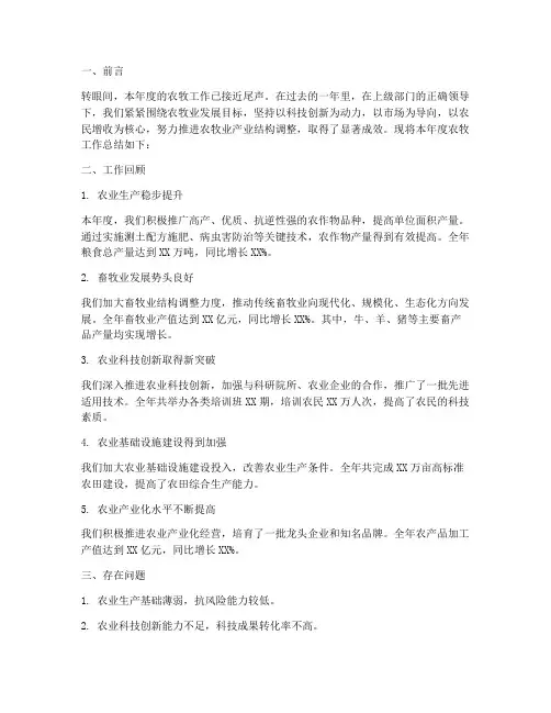 农牧工作年终工作总结报告