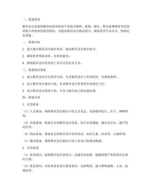 各种眼科急诊应急预案