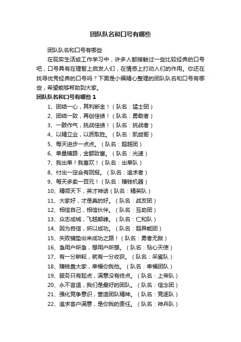 团队队名和口号有哪些
